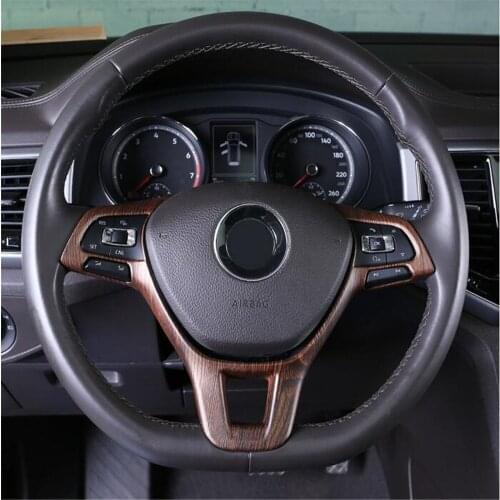 For Volkswagen VW Atlas Teramont 2017 2018 2019 ABS Peach wood Color Car Interior Steering Wheel Cover Trim Car Accessories