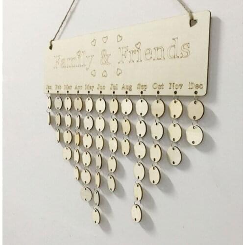 DIY Wooden Calendar Friends&Family Heart Printed Wall Calendar Sign Special Dates Reminder Board Home Hanging Decor Gift 5 Style