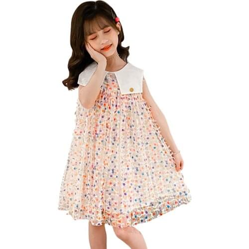 Kids Dresses For Girls Dot Pattern Girls Dresses Mesh Dress Kids Summer Girl Costume 6 8 10 12 14