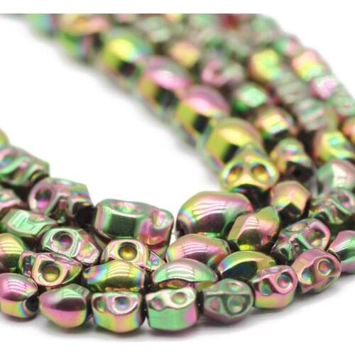 Skull Head Shape New Green Hematite Natural Stone Spacer Loose Beads For Jewelry Making DIY Bracelet Accessories 4x6/6x8/8x10MM