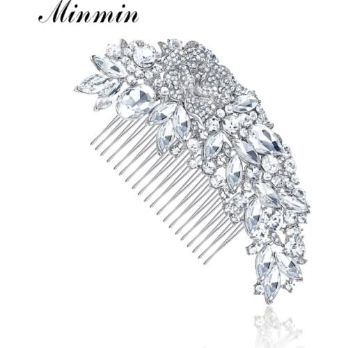 Minmin Luxurious Leaf Sharp Crystal Bridal Hair Combs Hair Accessories Wedding Hair Jewelry Wedding Accessories FS035