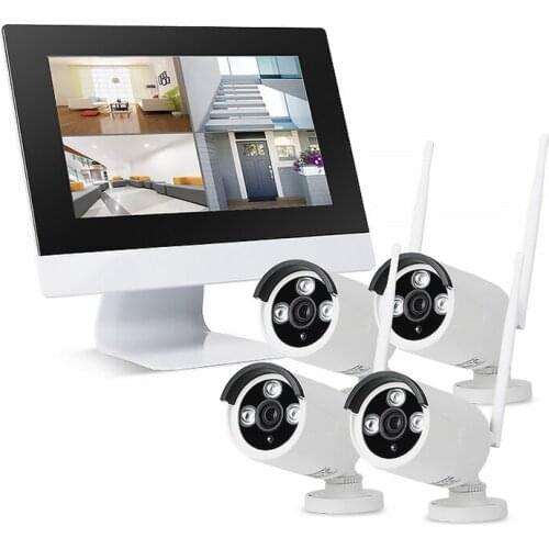 ZGWANG HD 1080P 4CH Wireless NVR CCTV System 2MP WiFi IP Camera Security Video Surveillance Kit With 10.1" LCD Monitor Screen