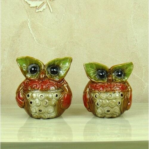 Ceramic Owl Figurine Candle Holder Decorative Porcelain Nighthawk Lovers Candsticks Houseware Art and Craft Ornament Accessories