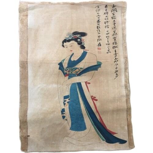 Chinese Old Scroll Zhang Daqians Painting Of Ladies Painting Rice Paper Painting Slice