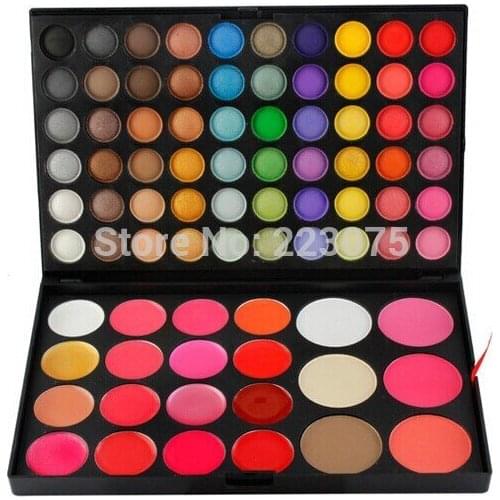 82 colors Makeup Cosmetic Palette(60 Eyeshadow+16 Lip Gloss+3 Blush+3 foundation Powder) as Xmas gift