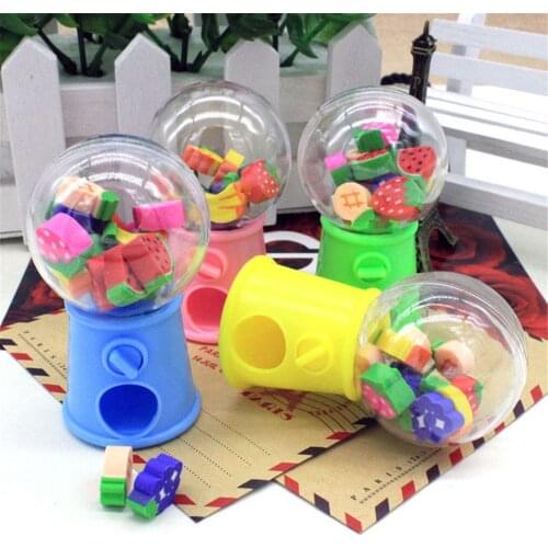 1 fruit shape gashapon machine eraser fruit animal Christmas digital rubber bottle child student cute stationery gift