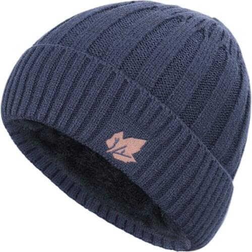 Mens autumn and winter warm hat knitted wool plus velvet padded hat outdoor cycling bib head hat