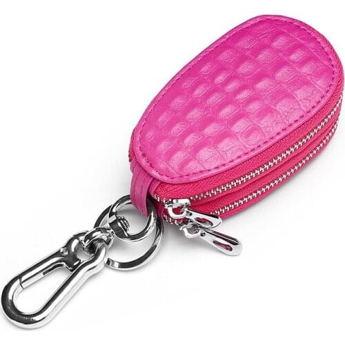 Crocodile pattern Men Car keys keychain PU Leather Casual Key holder for women Hot Candy Color key pouch Double Zipper Key cases