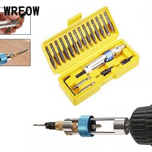 WREOW 20pc HSS Drill Bit set Countersink Power Drill Bit Screw Half Time Drill Driver Swivel Quick-Change Tool Accessories Set