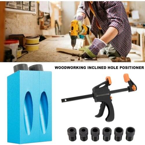 8Pcs/Set Pocket Hole Jig Kit 6/8/10mm Drive Adapter for Woodworking Angle Drilling Holes Guide Dowel Jig Wood Tools