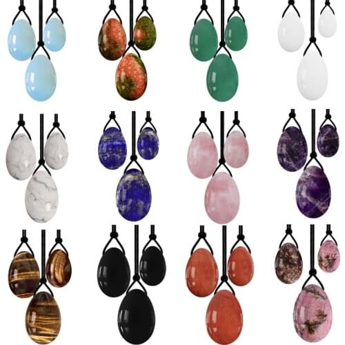 Rose Quartz Yoni Egg Set Drilled Natural Jade Eggs Amethyst Kegel Balls Kegel Exercise Jade Ball Vaginal Tightening Massage Egg