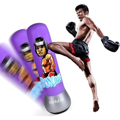 AirMyFun Inflatable Boxing for Adults & Kids, 150cm Purple Punching Bags Fit for Keep Fit, PVC Inflatable Toys for Gifts