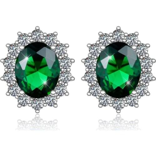 Sky Blue 925 Sterling Silver Earring Studs Aquamarine Wedding Earrings Large Gemstone With Diamonds Jewerly Fine Orecchini Best