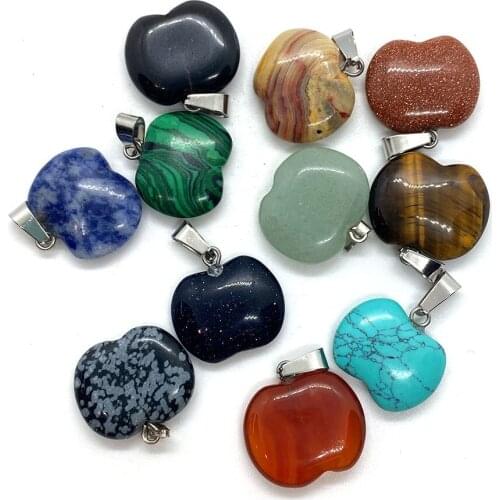 Natural Stone Apple Shape Pendant Agate Pendant Handmade DIY Jewelry Accessories Ladies Couple Necklace Ear Chain Wholesale