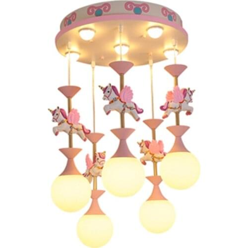 Childrens Room Pendent Light Girl Princess Bedroom Lamp Cartoon Creative Hanging Light Babys Room Lamp Lampara Para Comedor