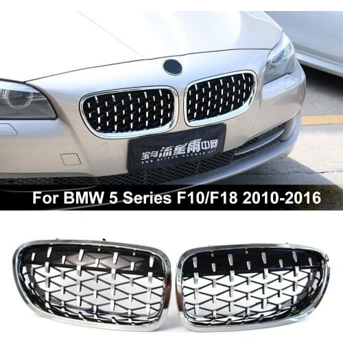 Car Front Bumper Kidney Grille for BMW F10 F18 520i 525i 2010-2016 Diamond Style Racing Grills Auto Accessories High Quality ABS