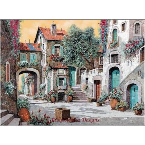 Needlework for embroidery DIY DMC High Quality - Counted Cross Stitch Kits 14 ct Oil painting - The Stairs between the Houses