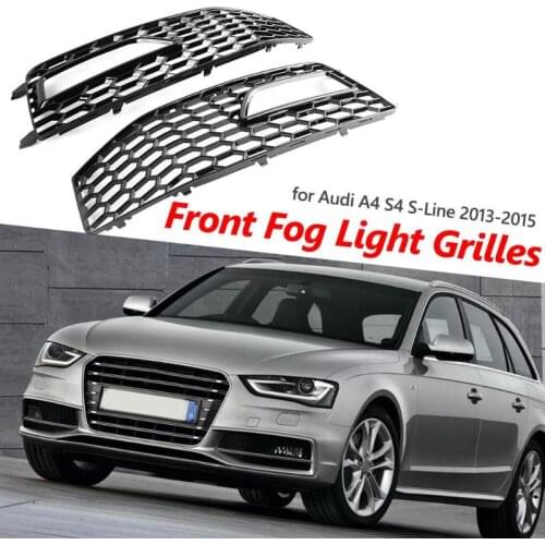 VODOOL 2pcs Hot Sales Front Bumper Fog Light Grilles Portable Delicate Design Hit Color Grills for Audi A4 S4 S-Line 2013-2015