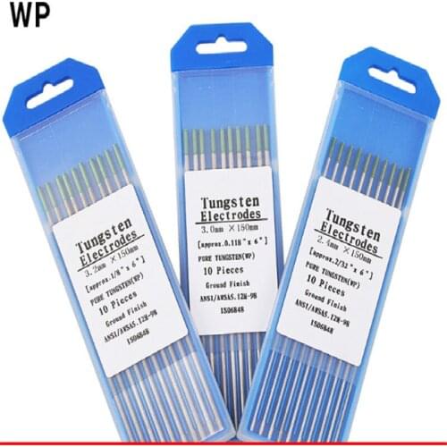 WP 10 Piece Green Color 1.0/1.6/2.0/2.4/3.0/3.2/4.0mm*150mm Pure Tungsten Electrode Head Tungsten Needle/Rod For Welding Machi