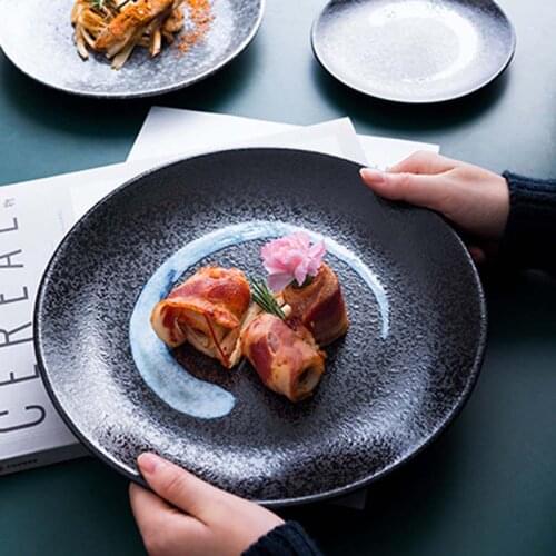 Japanese retro ceramic tableware household dishes dishes creative rectangular dishes sushi dishes dessert dishes Japanese dishes