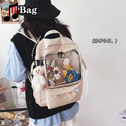 Japanese Animation Cute Cartoon Lolita Itabag Transparent Little bear Harajuku Girl knapsack Creative DIY Backpack ita Bag