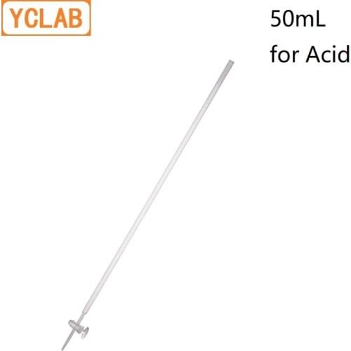 YCLAB 50mL Burette with Stopcock for Acid Class A Transparent Glass Laboratory Chemistry Equipment