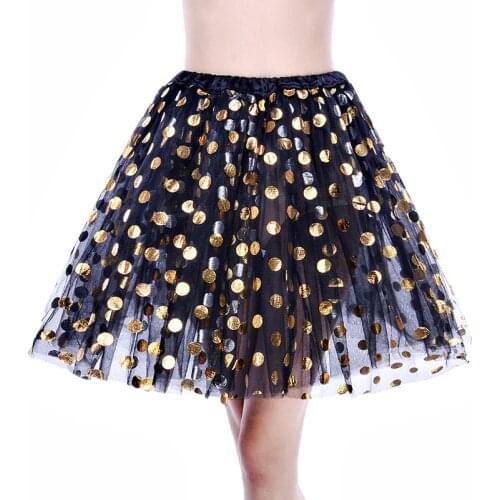 2019 Hot Sell Sequins Dot Tutu Skirt Three-layer Mesh Petticoat Stage Performance Underskirt