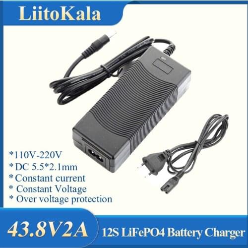 LiitoKala 36V 2A LiFePO4 battery Charger output 43.8V 2A charger 36V LiFePO4 Charger Used for 12S 36V Electric bike battery LFP