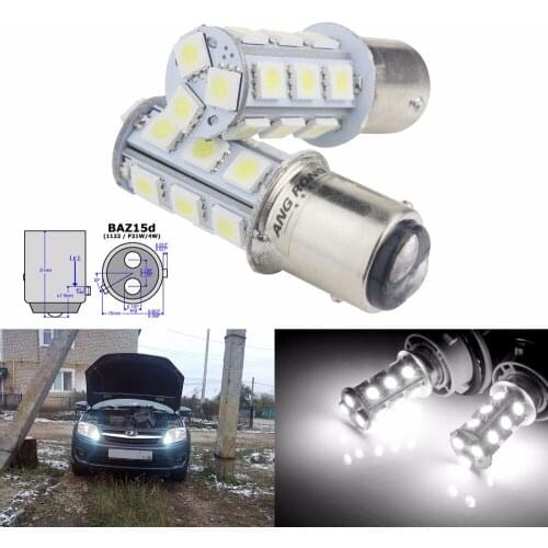 ANGRONG 10pcs High Power BAZ15d P21/4W 18 SMD LED Reverse Sidelight Tail Brake Light Lamps White(CA311)