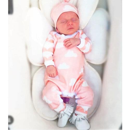 Baby Rompers Baby Boys Girls Clothes Cloud Printed Long Sleeve Jumpsuit + Hat Toddler Outfit Infant Kids Clothing