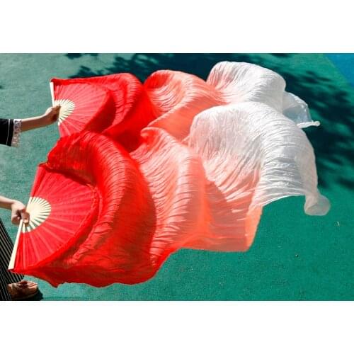 2017 female high quality Chinese silk veils dance fans Pair of belly dancing fans cheap hot sale red light red white color fans
