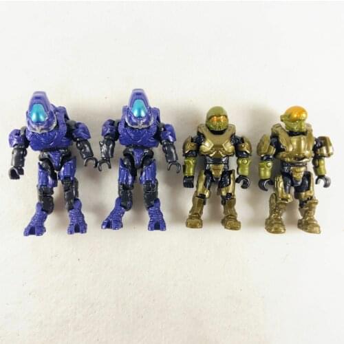 4pcs Halo Mega Construx Spartan-IV Team Battle Elite Ranger VS Spartan Detachable Armour Mini figures Building Toys