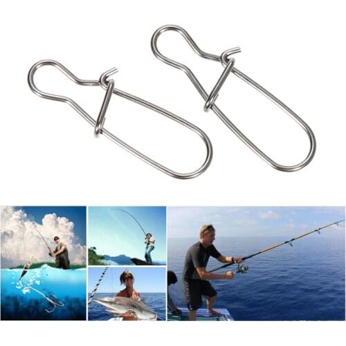 50pcs Stainless Steel Fishing Snaps Fastlock Clips Size 0-6 Safety Connector Accessories Tackle for Lures hooks Pesca #SD