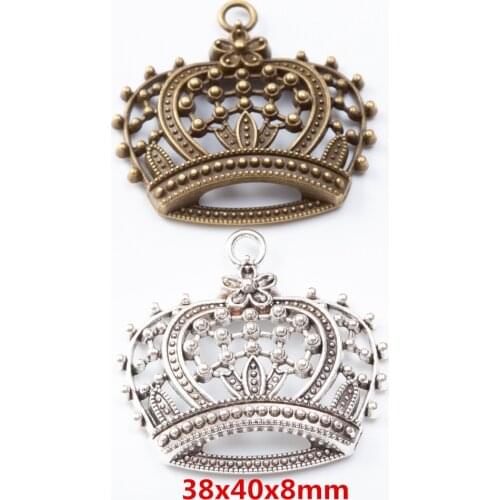 8 pieces of retro metal zinc alloy Crown pendant for DIY handmade jewelry necklace making 7336B