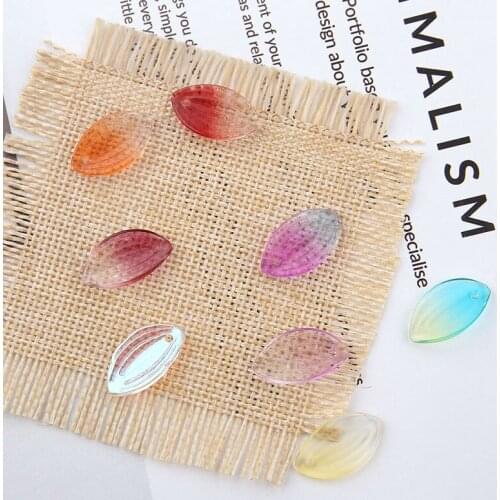 Free Shipping 80pcs 21*12MM Colorful Acrylic Plastic Resin Leaf Shape Jewelry Pendants Ornament Accessories Earring Charms