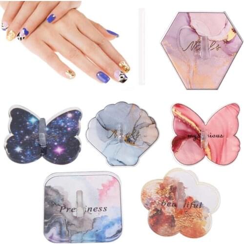 Starry Sky Nail Art Display Stand Retro Palette Butterfly Shell Nail Pad Gel Polish Glitter Mixing Decor Showing Shelf Nail Tips