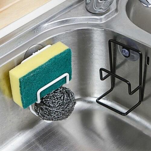 Sponge Storage Drying Holder Metal Suction Cup Sink Drain Rack Shelf Sundries Sanitary Clean Convenient Practical Durable Shelf
