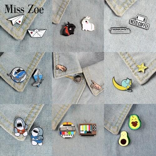 Two is better than One Enamel Pin Plane Boat Rabbit No Signal Adam Shark Brooch Custom Lapel Pin Badge Friends Jewelry Gift Kids