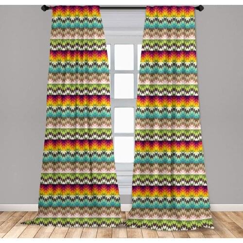 Ethnic Curtains Southwestern with Colorful Arrow Triangle Motifs Prehistoric Country Window Curtains for Living Room Bedroom