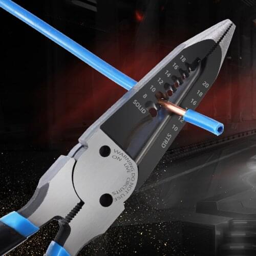 8 Inch Wire Stripper 5 In 1 Multi-Function CR-V Wire Cutter AWG 8-20 Stripping Electrician Combination Pliers Repair Hand Tools