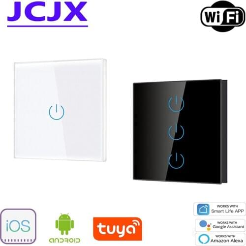JCJX LSW01 Wifi Wall Touch Switch Smart Light Switch 1/2/3 Gang Tuya Smart Life Smart life Home Support Alexa Google Home EU