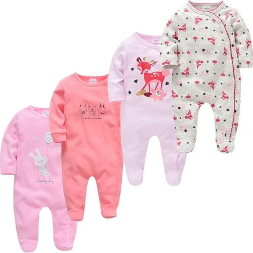 2020 3 4 pcs/lot Summer Baby Boy roupa de bebes Newborn Jumpsuit Long Sleeve Cotton Pajamas 0-12 Months Rompers Baby Clothes