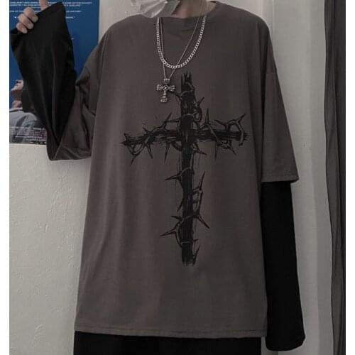 Summer size fake white two long-sleeved Holiday Students Cool Black Autumn Women Party Kpop T-shirt Fashion Women Tops