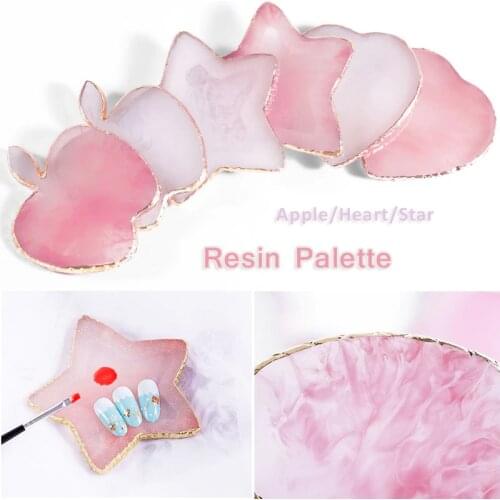 1 Pcs Heart/Star/Apple Shape False Nail Tips Display Board Gradient Marble Color Painting Palette Holder Practice Nail Art Tools