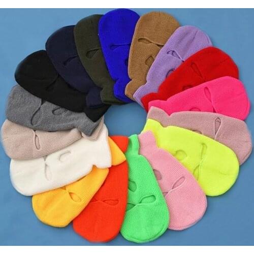Ski Mask Knitted Face Cover Winter Balaclava Full Face Mask for Winter Outdoor Sports CS Winter Three 3 Hole Balaclava Knit Hat