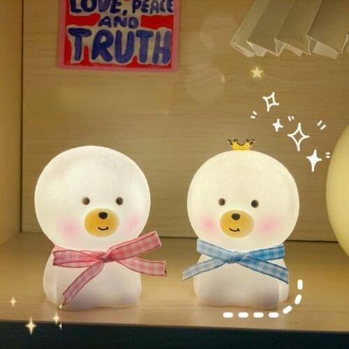 Cute Music Night Light Silicone Soft Touch Sensor Animal Puppy LED Night Lamp for Baby Children Kid Bedroom Decorative