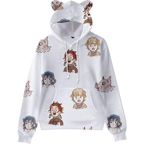 Fashion Creative Cat Ears Kid Men Hoodie Pullover Anime Demon Slayer Men Hoodie Pullover Boy Girl Sweatshirt Autumn/Winter