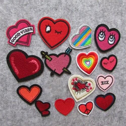 Fashion heart Patches For Clothing Iron On Embroidered Appliques DIY Apparel Accessories Patches For Clothing Fabric Badges