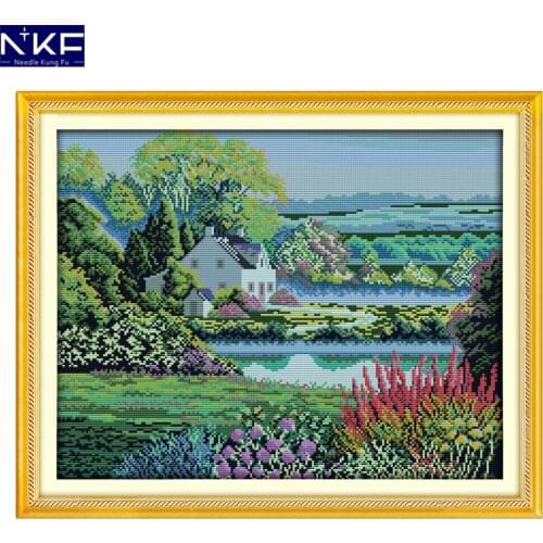 NKF Beautiful Homeland Chinese Cross Stitch Pattern 14CT 11CT DIY Kits Needlework Embroidery Cross Stitch Sets for Home Decor