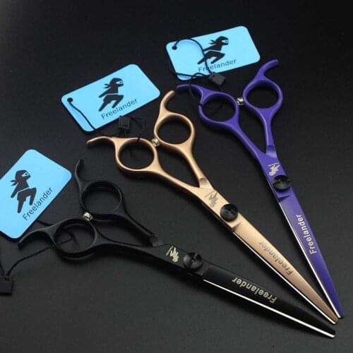 6.5" 440C paint narrow cutter head Scissors Cutting Shears Scissors pet grooming Blade Curved Scissors up and down double use